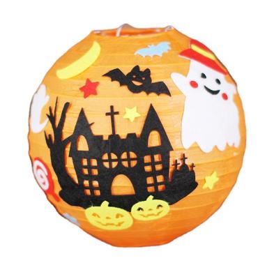 China Party Decoration New Arrival Design Custom Printed Garden Halloween Round Led Light Paper Lantern for sale