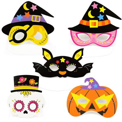 China Halloween Paper Children's Dress Kindergarten Bat Pirate Witch Pumpkin Paper Card Performance Face Headband for sale