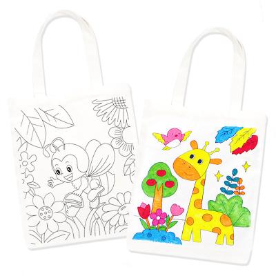 China Canvas Kids DIY Green Empty Color Graffiti Bag Filling Handmade Ingredients Coloring Canvas Bag Drawing Setlogo for sale