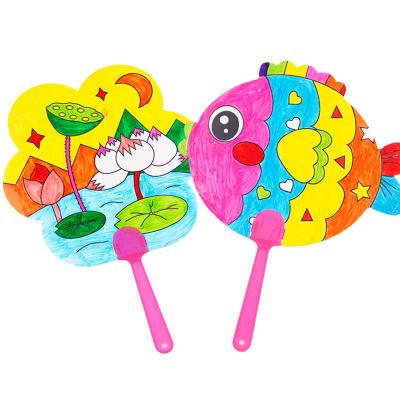 China Children's paint graffiti empty fan palace fan parent-child DIY puzzle handmade material coloring drawing toys for children for sale