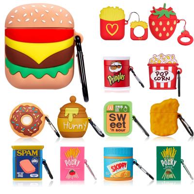 China Cute Amazon Hot Selling Cute 3D Silicone Earphone Food Cookie Cover Case For Airpod Case For Airpod 1/2 for sale