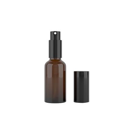 China Used to package liquid products such as 10ml-50ml alcohol and perfume empty stain packing bottle of essential oil cosmetic packaging material round brown emulsion spray glass bottle for sale