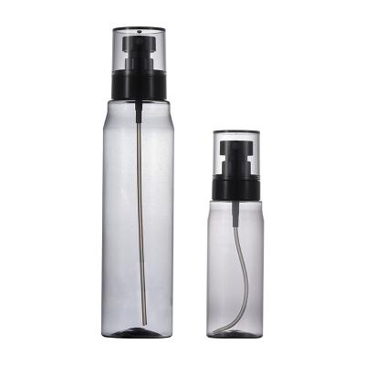 China Used for material large capacity cosmetic transparent black PET toner makers stock 80ml/250ml packaging spray plastic bottle for sale