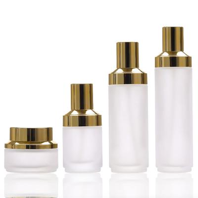 China Wholesale Cosmetic Non-slip and Wear-resistant Cream Empty Set Cosmetic Lotion Toner Bottle Material Packaging Stain Packaging Stain Factory Frosted Glass Bottle for sale