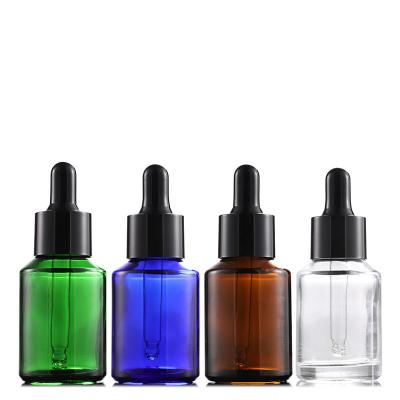 China Manufacturers stock 30ml cosmetic cosmetic packaging material filled empty bottle shoulder essential oil dropper oblique glass bottle for sale