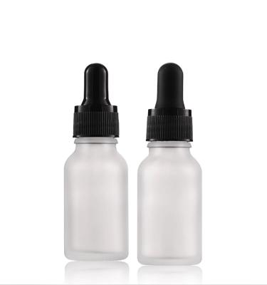 China Factory Stock 15ml Cosmetic Packaging Material Bottle Empty Oligopeptide Frosted Essential Oil Glass Dropper Bottle for sale