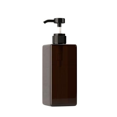 China Household Products 650ml Square Lotion Hand Push Type Sanitizer Shower Gel Shampoo Plastic Lotion Bottle for sale