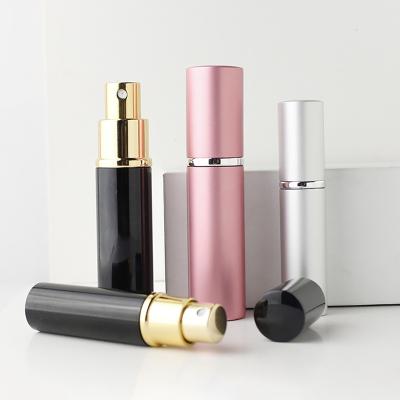 China Mini Aluminum Refillable Miniature Pump Portable Eco-friendly Spray 5ml 10ml Round Pocket Perfume Atomizer Bottle for sale