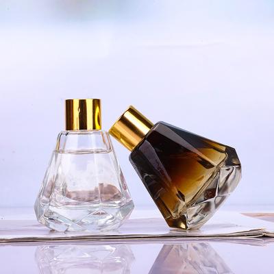 China Home Room Shape Glass Diffuser 80ml Unique Luxury Eco-friendly Fragrance Oil Bottles Refill Fancy Amber Glass Bottle Reed Diffuser Vintage for sale