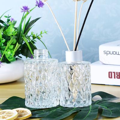 China New Customized Empty Fancy Clear Columnar Engraving Aroma Reed Diffus Style 150ml Perfume Container Essential Oil Glass Bottle for sale