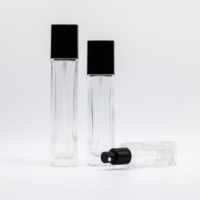 China Eco-friendly Wholesale Cosmetic Rectangle Empty Skin Care Bottle Set Glass Cream Jar for sale