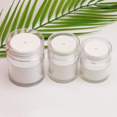 China Beautiful Eco-friendly High-end Eco-friendly Body Cosmetic Jars Gold Silver Round Shape Pump Luxury Skin Care Cream Airless Jar For Lotion for sale