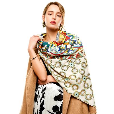 China New Fashion Long Color Printing High Quality Designer Silk Scarf Large Square Multifunctional Head Scarf For Women for sale