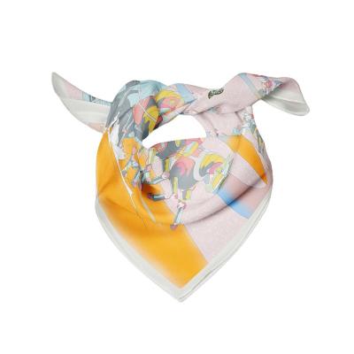 China 2022 New Fashion Square Ladies Scarf Summer Breathable Custom Print Silk Satin Scarf for sale