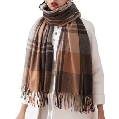 China New Checked Design Checked Plaid Scarves Autumn Winter Warm Tassel Long Shawls Cashmere Scarf for sale