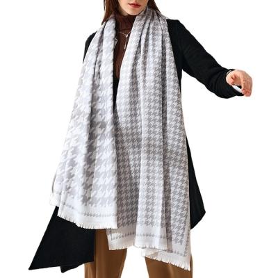 China New Designer Warm Soft Pashmina Neck Scarves Shawl Blanket Ladies Plaid Tassel Cashmere Winter Scarf For Women for sale