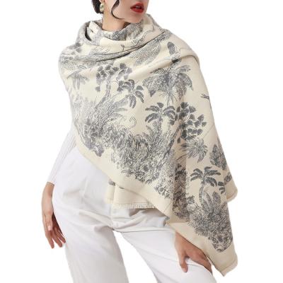 China Wholesale Women's Dobby Scarf Winter Shawl Flower Pattern Warm Jacquard Cashmere Scarf for sale