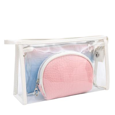 China 2022 NATIONAL New Set Cosmetic Bag Two Color Crocodile Pattern Three Piece Cosmetic Bag PVC Towel for sale