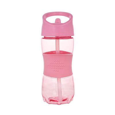 China Sustainable Kids Sport Plastic Water Bottle 350ml Fitness Water Bottle With Silicon Sleeve For Kids for sale