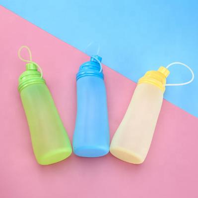 China Viable Summer To Be Life New Designed Wholesale 500ml Foldable Pocket Cups Silicone Water Bottle For Drinking for sale