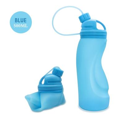 China New Designed 500ml Bpa Free Silicone Sports Eco-Friendly Sustainable Portable Collapsible Folding Water Bottle for sale