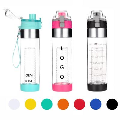 China Viable Wholesales 700ml Customization Bpa Free Plastic Tea Strainer Sport Bottle Fruit Infuser Water Bottle for sale