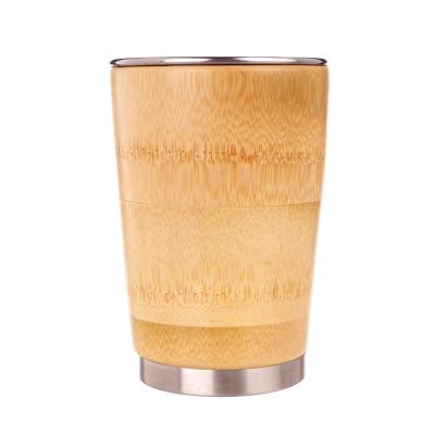 China 350ml Disposable Outdoor Beer Mugs Bespoke Sample Acceptable Stainless Steel Tumbler Mug With Wooden Sleeve for sale