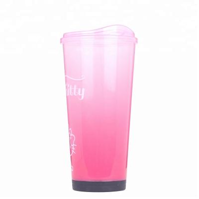 China Color 660ml BPA free plastic coffee cup gradient fluorescent paint cup sublimation blanks customization cup with lid for coffee for sale