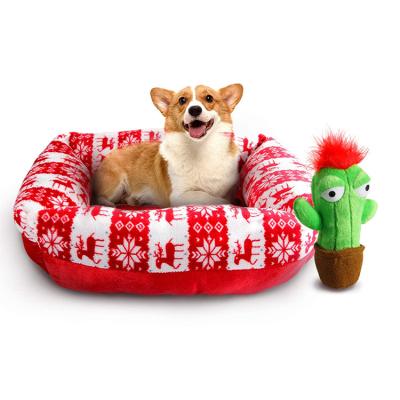 China Viable Christmas Gift Cute Pet Beds For Dog And Cat Super Cozy Warm Waterproof Washable Dog Sofa Bed for sale