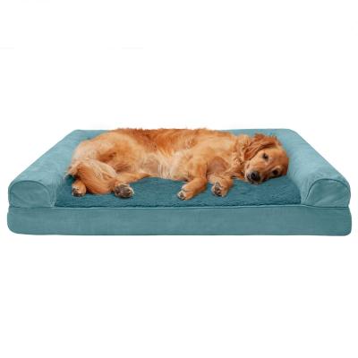 China 2022 New Removable Orthopedic Memory Foam Large Dog Bed Sofa Waterproof Washable Zipper Cover Calming Dog Bed for sale