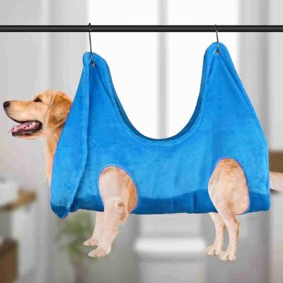 China 2022 Viable New Design Plush Pet Grooming Hammock Harness Pet Nail Clip Bag For Fixing And Grooming Dog And Cat for sale