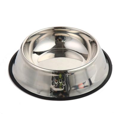 China Wholesale Durable Stocked Luxury Dog Bowls Feeding Dish Non-Slip Rubber Bases Stainless Steel Dog Bowl for sale