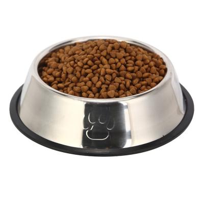 China Hot Sale Stocked Stainless Steel Pet Bowls for Cats and Dogs Basics Dog Food Non-Slip Rubber Bowl for sale