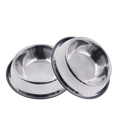 China Wholesale Easy Clean Stainless Dog Bowl Stocked Feeding Dish Double Indoor Outdoor Non-Slip Dogs Bowl for sale