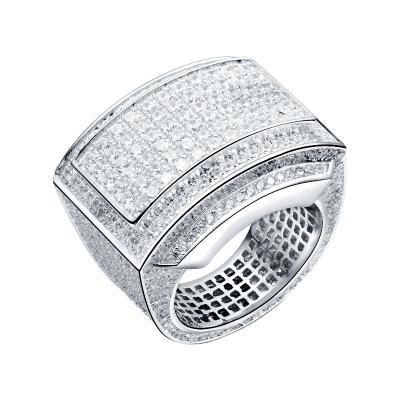 China Hiphop JASEN JEWELRY White Gold And Gold Rings For Men 925 Silver CZ Fashion Rings for sale