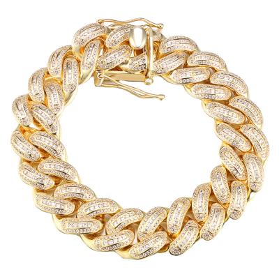 China Hiphop JASEN JEWELRY 18k Gold Jewelry Hip Hop Jewelry Men's Cuban Link Chain Bracelet for sale