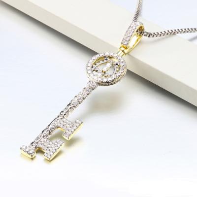 China Hiphop Fashion Custom 925 Silver Necklace Key Necklace Sterling Silver Pendant for sale