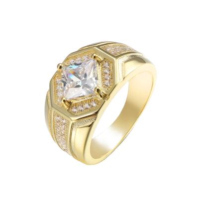 China Hiphop Jasen Jewelry Gold Plated Rings Bling Stones Jewelry Mens Gold Rings for sale