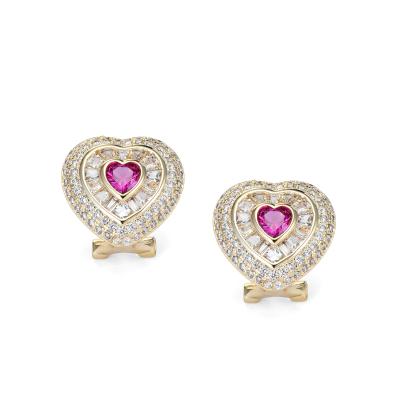 China Custom CZ RED EARRINGS High Quality Fashion Love Earrings Diamond Earrings for sale