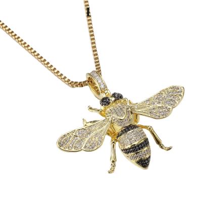 China Hiphop JASEN JEWELS Animal Jewelry Charm Design Gold Honey Bee Pendant for sale