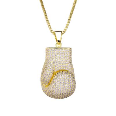 China Hiphop Jasen Jewelry Iced Out CZ Stone Boxing Glove Pendant For Athlete for sale