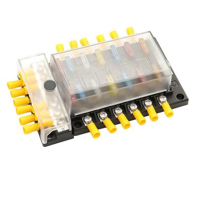 China PC+PBT Amomd 12 Slot Type Blade Fuse Holder Block Dustproof Box With Detachable Busbar for sale