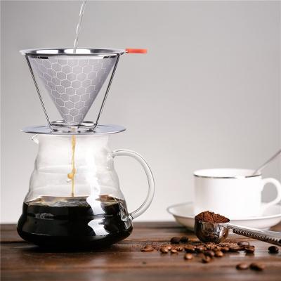 China Factory Price Durable Washable Stainless Steel Cone Honeycomb Coffee Filter Drip Home Brew Coffee Maker for sale