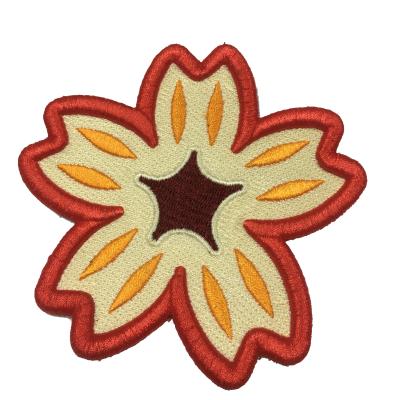 China Sustainable 3D Triangle And Flower Embroidered Patch For Clothing Bag Hat for sale