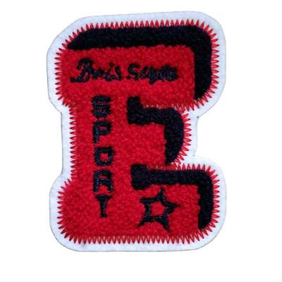 China Viable No Min Custom Iron On Embroidered Letter Towel Chenille Patches Patches for sale