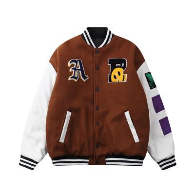 China Regular Custom Embroider Logo Letterman Men Baseball Jackets Patched With Leather Sleeves for sale