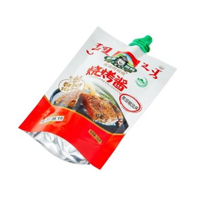 China Barrier Printing Stand Spout Pouch Customized Logo Sauce Packaging Resealable Plastic Retort Pouch With Spout for sale