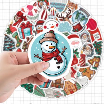 China Waterproof 100pcs Christmas Sticker Santa Claus Snowman Elk Gingerbreadmen Snowflakes Decorative Decals for Christmas Party Supply for sale