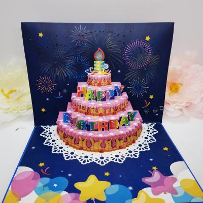 China Europe Manufacturer Birthday Cards Fireworks Pop Up Cake Light and Music Happy Birthday Card Gift Automatically Play '