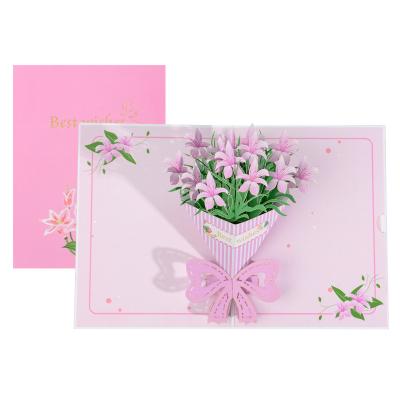 China Europe 3D Pop Up Flower Bouquet Card Paper Flower Mothers Day Gift For Mom, Wife, All Occasion - Includes Envelope and Note for sale